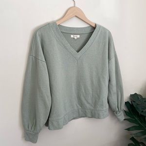 Madewell Sage Green V-Neck Sweatshirt